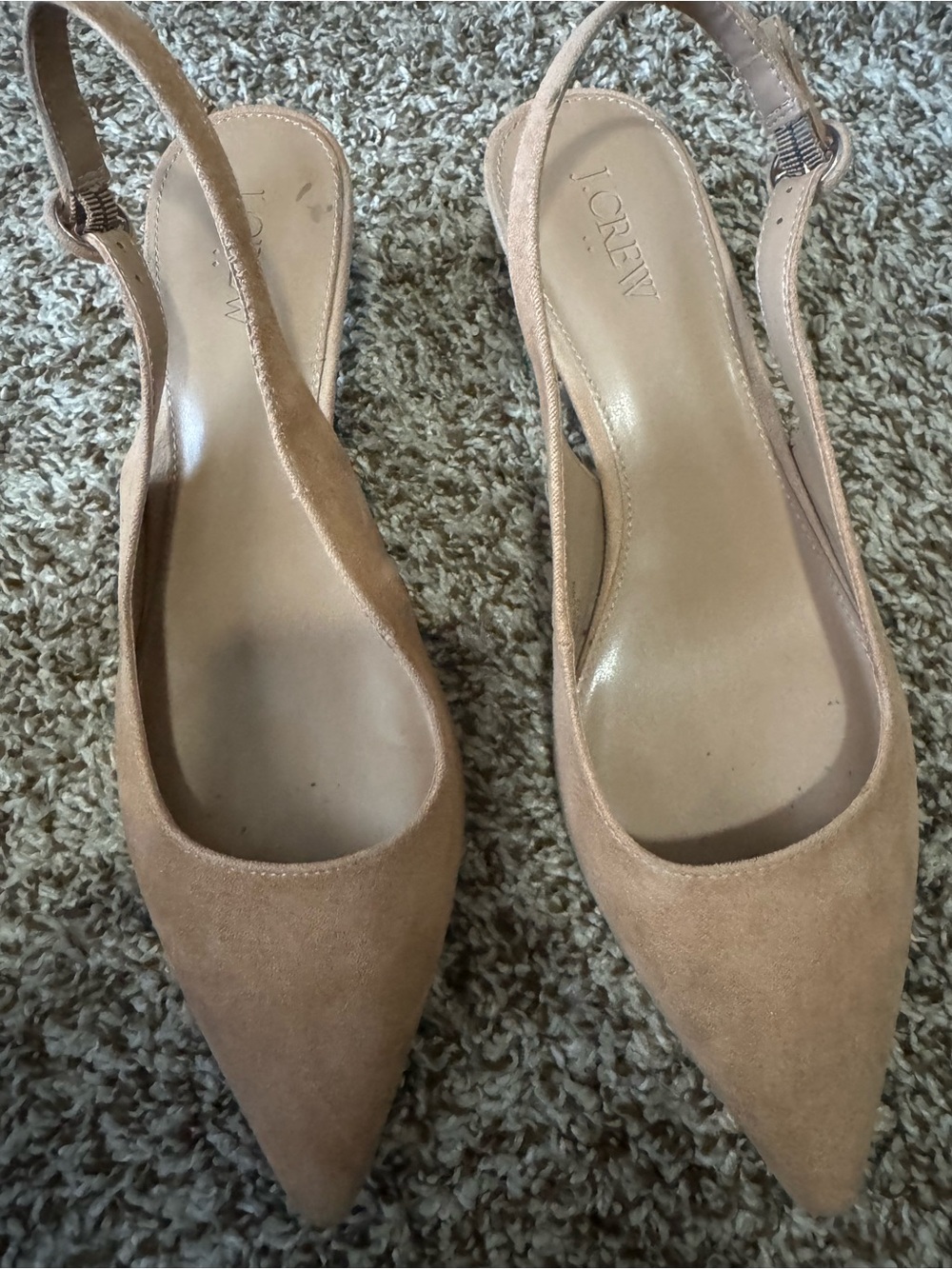 J. Crew Nude/Tan Pointed-Toe Suede Slingback Pumps